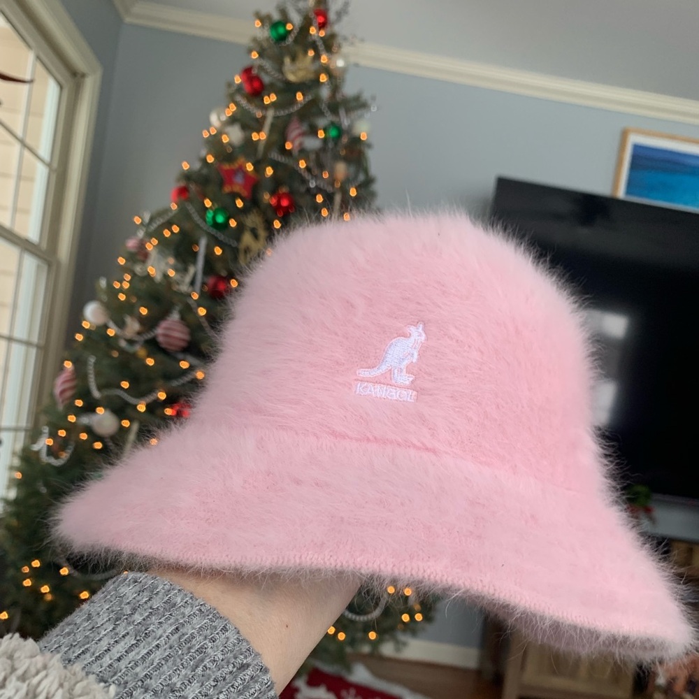 Kangol Soft Pink Furry Bucket Hat